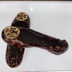 EUC Tory Burch Leopard patent ballet flat size 5